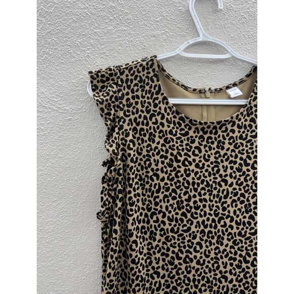 Old Navy Womens Dress Size Large Brown Animal Print Cap Ruffle Sleeve NWT - Picture 2 of 10